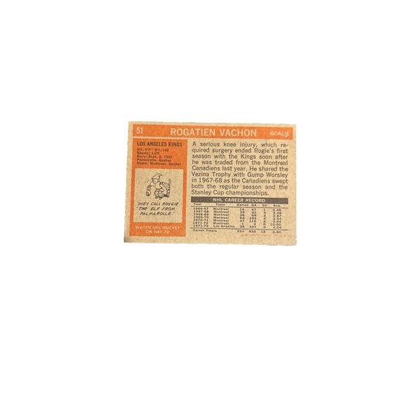 On Card Autographed 1972-73 Topps ROGIE VACHON HOF - Picture 2 of 2